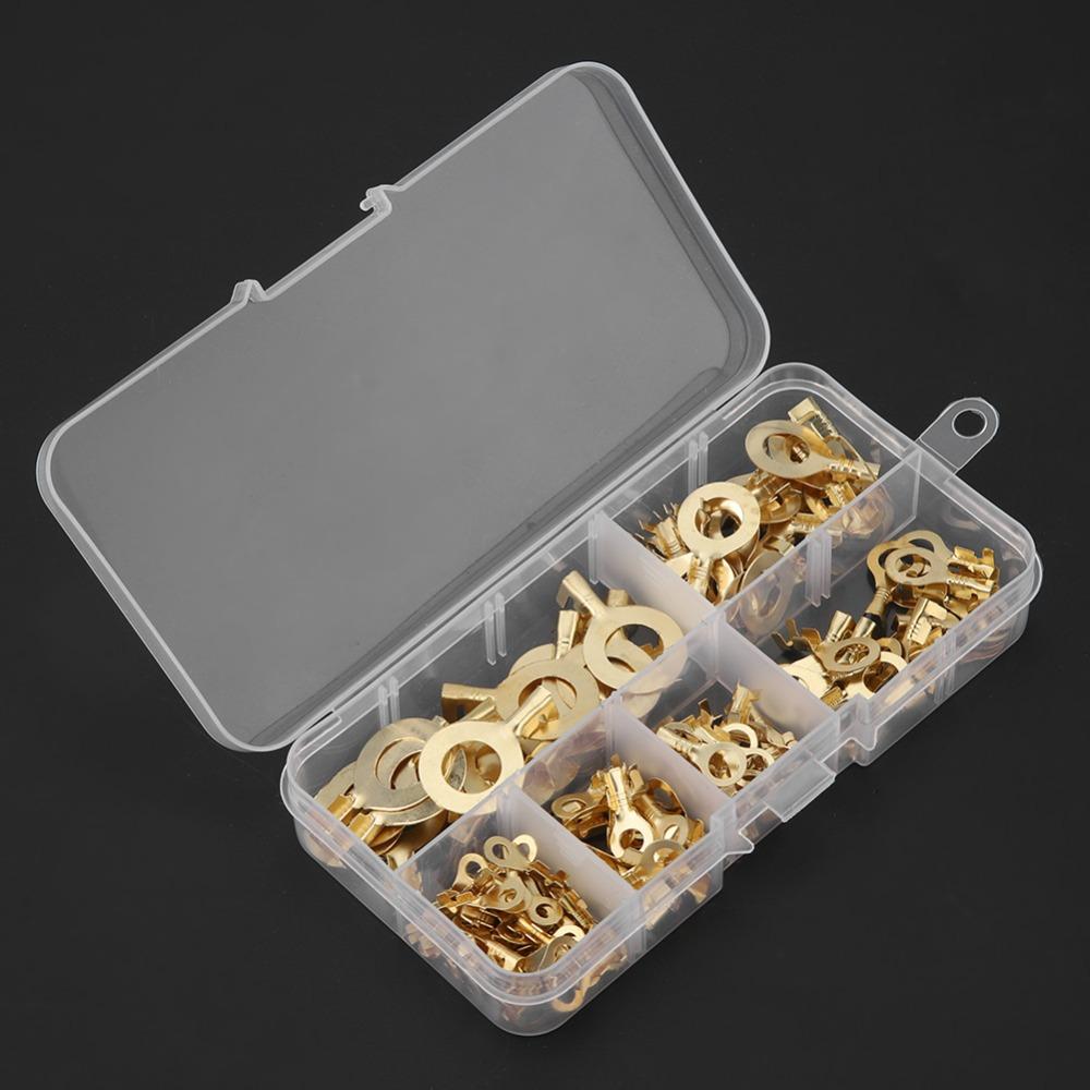 150PCS Durable 6 Types O-Type Terminal Brass Material Round Shape Round Bare Terminal Crimp Terminal Electrical Parts