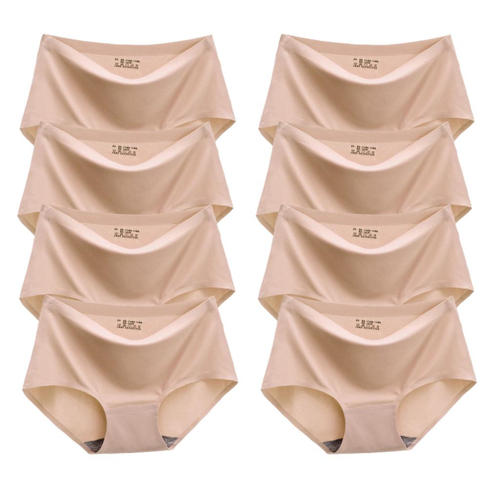 Chiloți de damă Chiloți fără cusături uni Mărimi mari Chiloți confortabili Lenjerie din satin de mătase Lenjerie de corp sănătoasă 8 buc/set