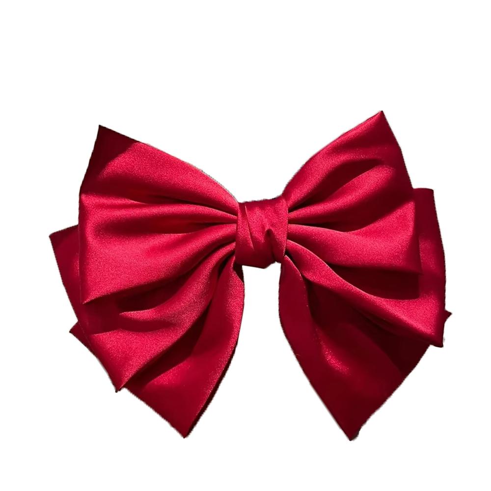Female Satin Bow Hairpin Ponytail Clip Two-layer Bowknot Ribbon Spring Clip Temperament Accessories Korean Fashion Elegant