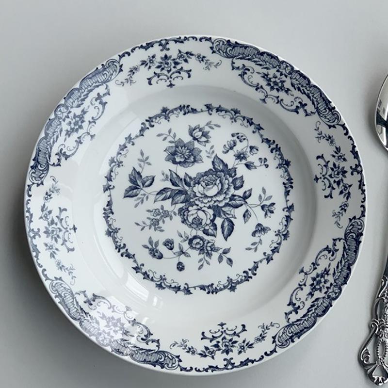 

Керамическая тарелка в западном ретро-стиле, тарелка для стейка с розовым цветком, тарелка для завтрака и десерта высокой ценности