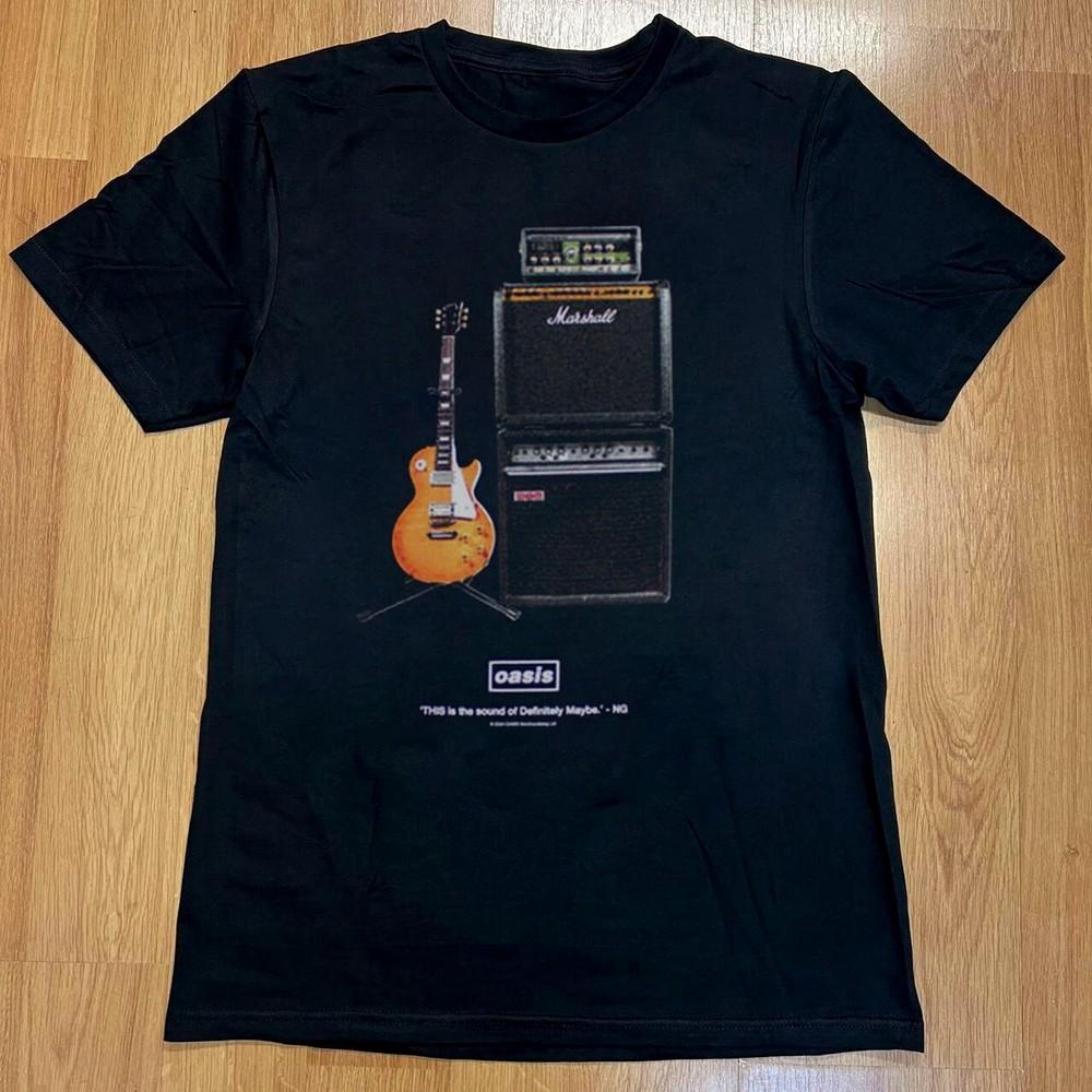 Редкая футболка Oasis Definitely Maybe с гитарой, Унисекс черная футболка, Размер S-5XL Унисекс футболка S