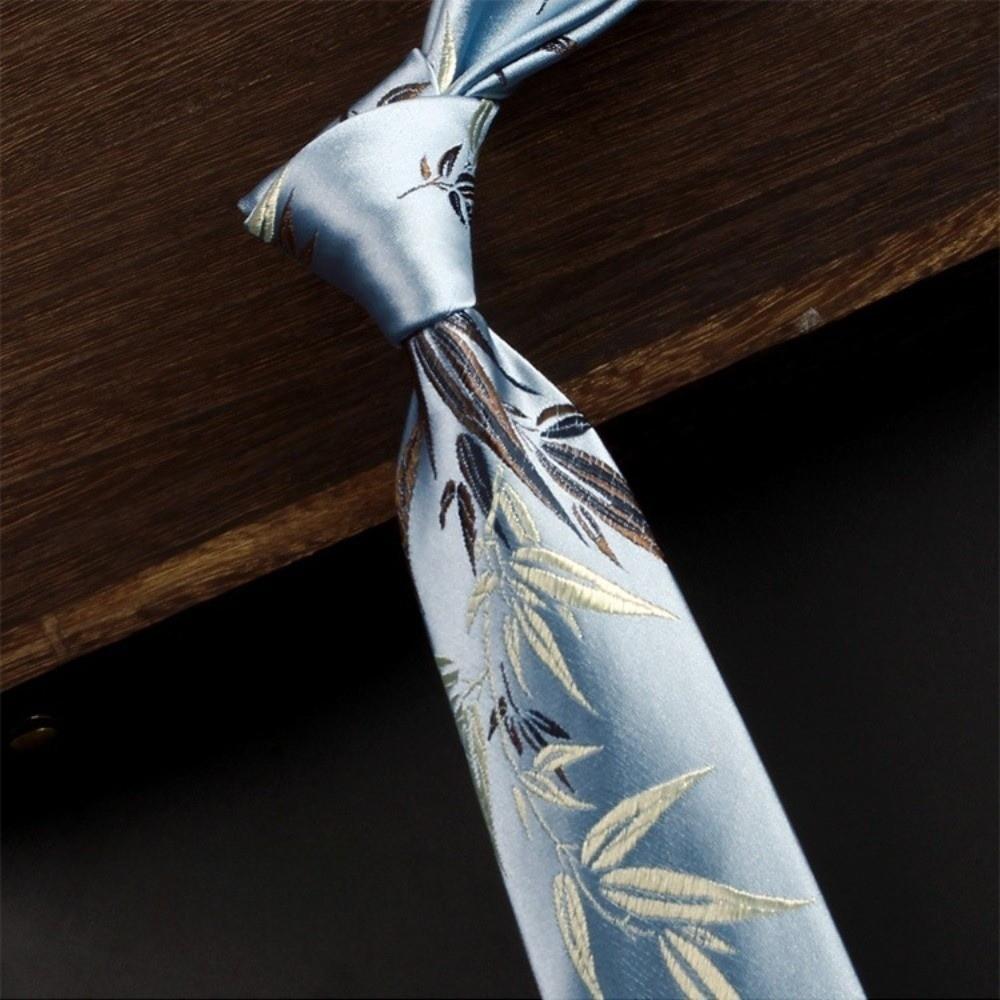 Leaves Printed Formal Business Necktie Floral Pattern Jacquard Necktie Retro Luxury Necktie Men