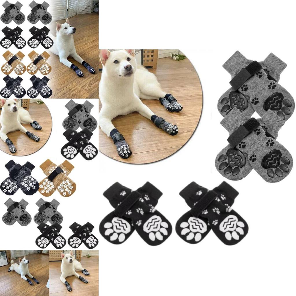 Cozy Durable Cotton Pet Socks For Dogs And Cats Stylish Non Slip Design Available In Multiple Colors