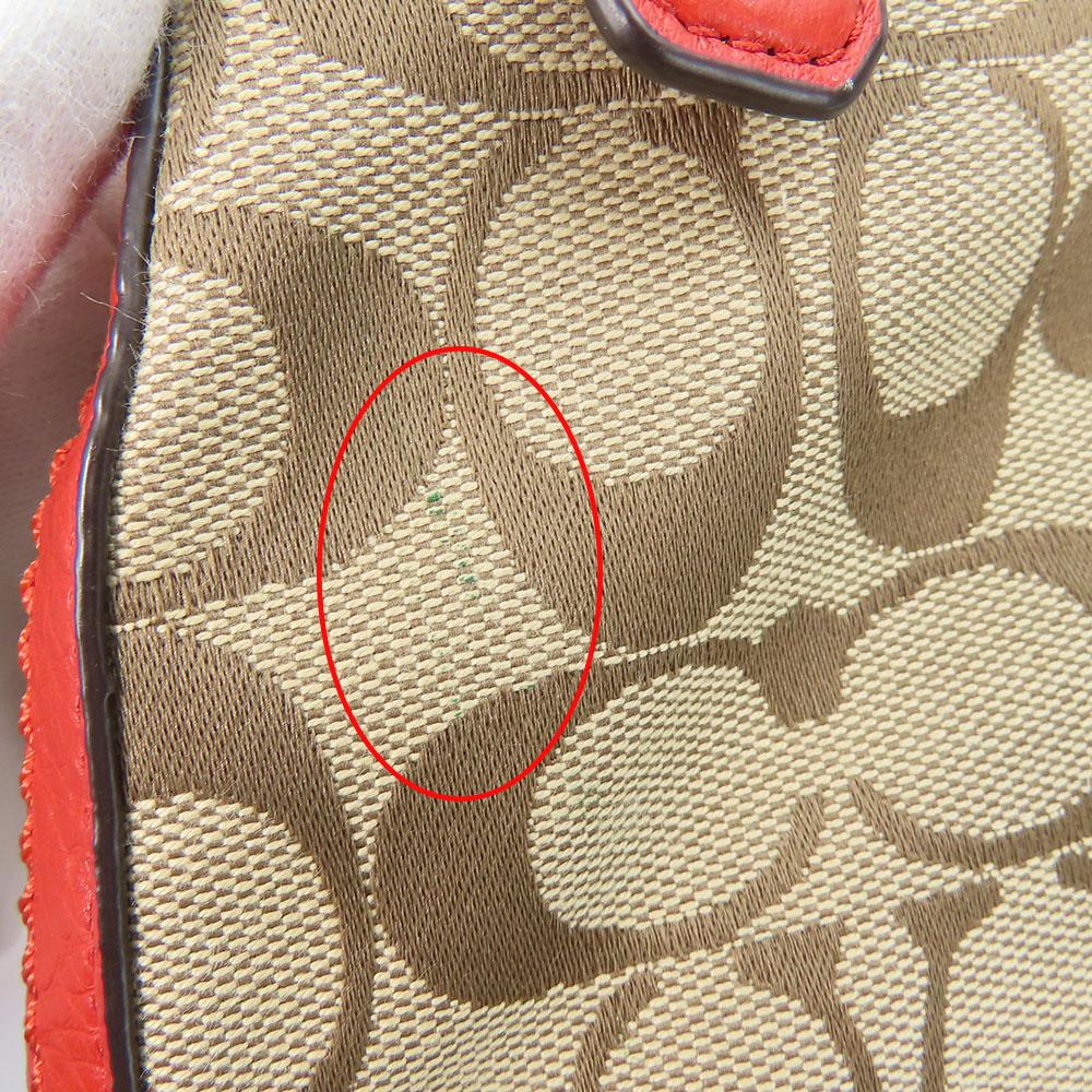 Used COACH Shoulder Bag F24028 Signature canvas/leather Red Brown Diagonally hung