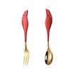 Creative 304 Stainless Steel Wing Spoon & Fork Set - 2-Piece for Dessert, Coffee & Hotels