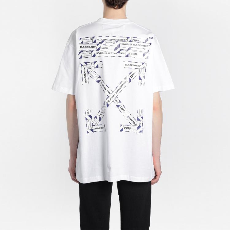 Off-White Oversized Fit Airport Tape T-Shirt White Men Streetwear OMAA038S201850030188