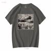 Neutral Milk Hotel Aeroplane T Shirt Military Green Color Te4206 Vintage Washed Streetwear Slightly Casual Designer Clothes
