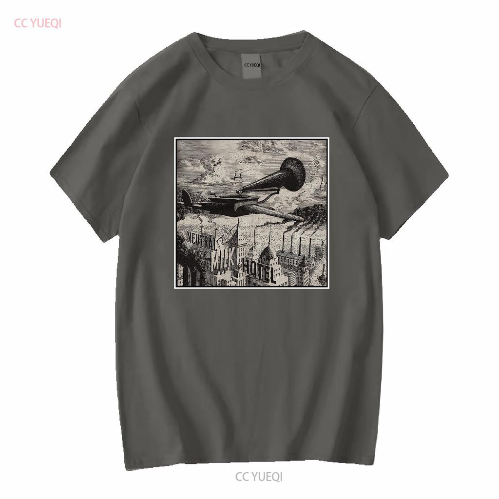 Neutral Milk Hotel Aeroplane T Shirt Military Green Color Te4206 Vintage Washed Streetwear Slightly Casual Designer Clothes
