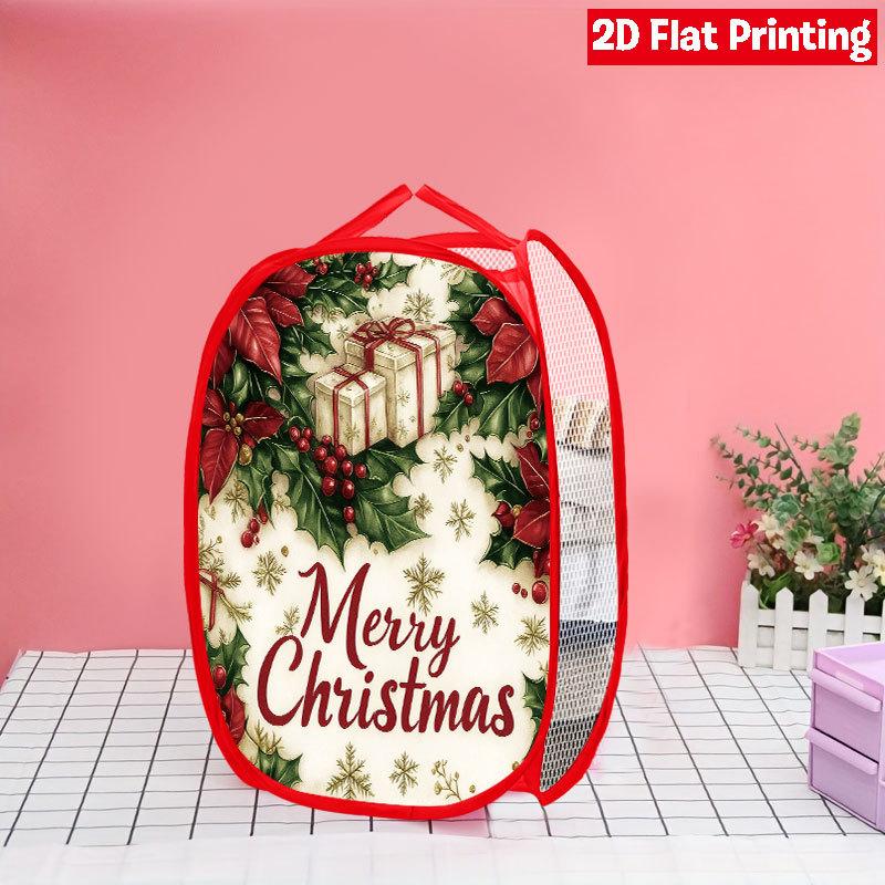 1Pcs Christmas Cardinal Pop-Up Laundry Hamper Expandable Mesh Hamper Basket for Room Bedroom Bathroom Organization Contemporary Storage