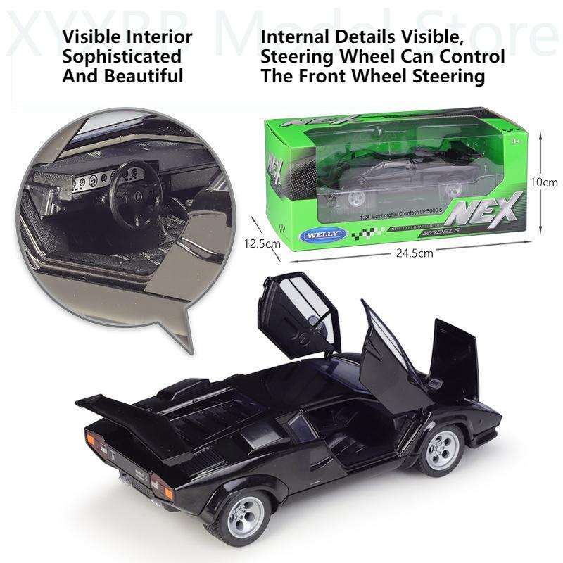 1/24 Высококачественная литая модель автомобиля WELLY Lamborghini Countach LP 5000S Гоночная машина Металлическая экзотическая игрушка из сплава для детской коллекции