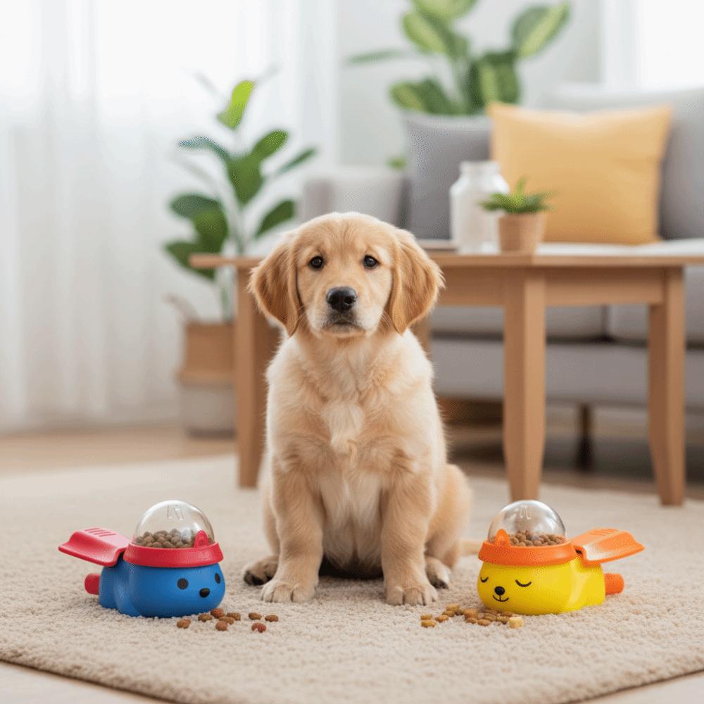 Plastic Dog Puzzle Feeder Cartoon Automatic Feeder Creative Dog Food Dispenser Mealtime Fun