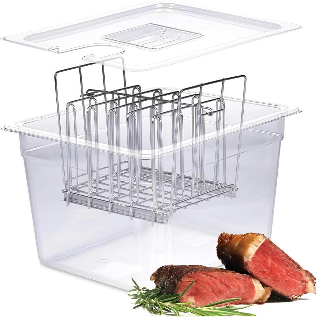 11L Sous Vide Container Kit - Lid & Racks with Dividers - Fits Anova, Joule, Instant Pot