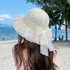 with Lace Bow Wide Brimmed Straw Hat Lightweight Woven Sun Cap Vacation Beach Cap  Indoor / Outdoor