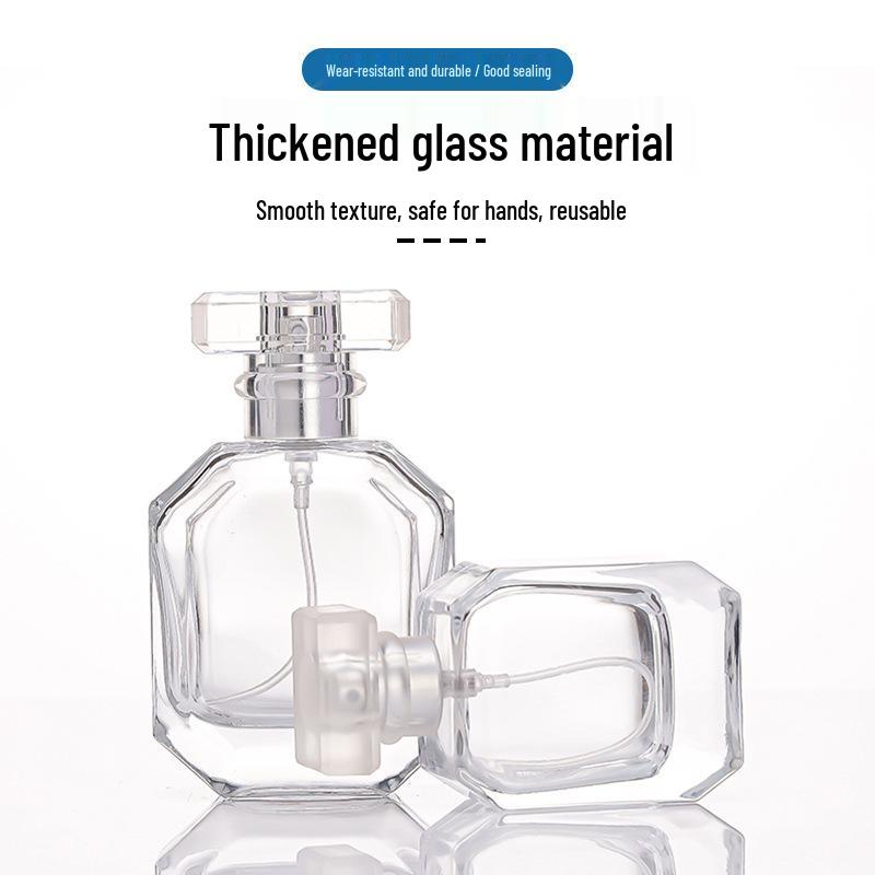 High-End Portable Glass Spray Perfume Bottle - Transparent, Thickened Design with Bayonet.