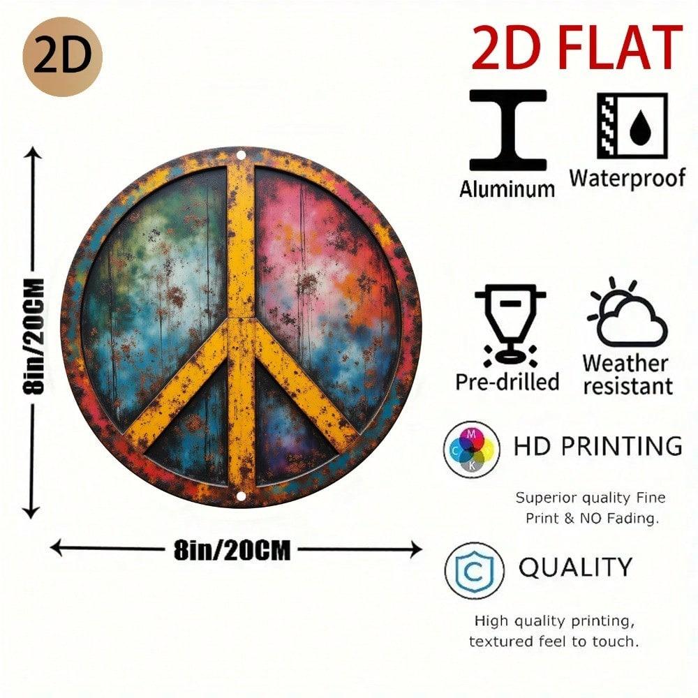 Vintage Hippie Rostiges Metallschild Retro Wandkunst für Wohnzimmer Studio Dekoration