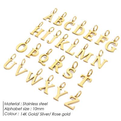 Chi Hang Stainless Steel Letter Pendant Bracelet & Necklace Set - Customizable English Charm DIY Jewelry Accessories