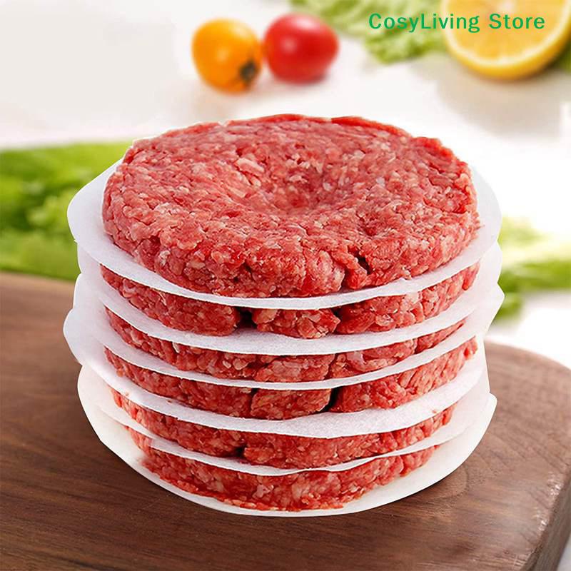100 Pièces 11CM Rond Hamburger Pression Viande Papier Papier Absorbeur d'Huile Feuille pour Four Grill Papier de Séparation pour Galettes Outils de Cuisine