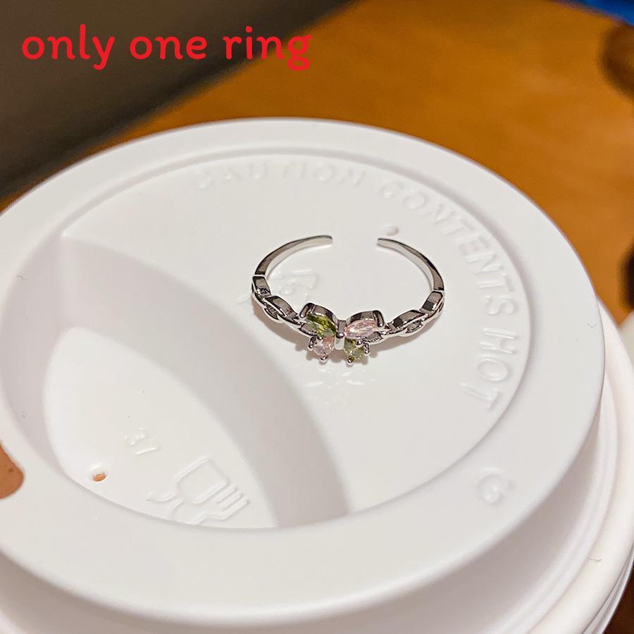 Minimalist Silver Zircon Butterfly Design Open Ring For Women Fashion Jewelry