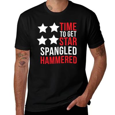 Time To Get Star Spangled Hammered Tshirt Work Daily Short Sleeve Top