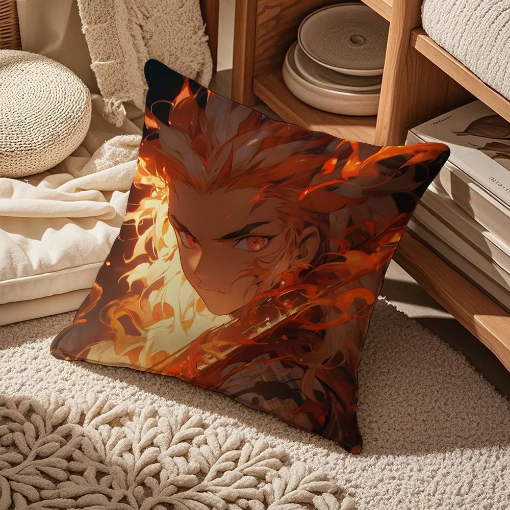 Anime D-Demon S-Slayer K-Kimetsu No Yaiba Pillow Case Comfort Sofa Bed Silky Elegant Invisible Zipper Custom Decorative Cushion