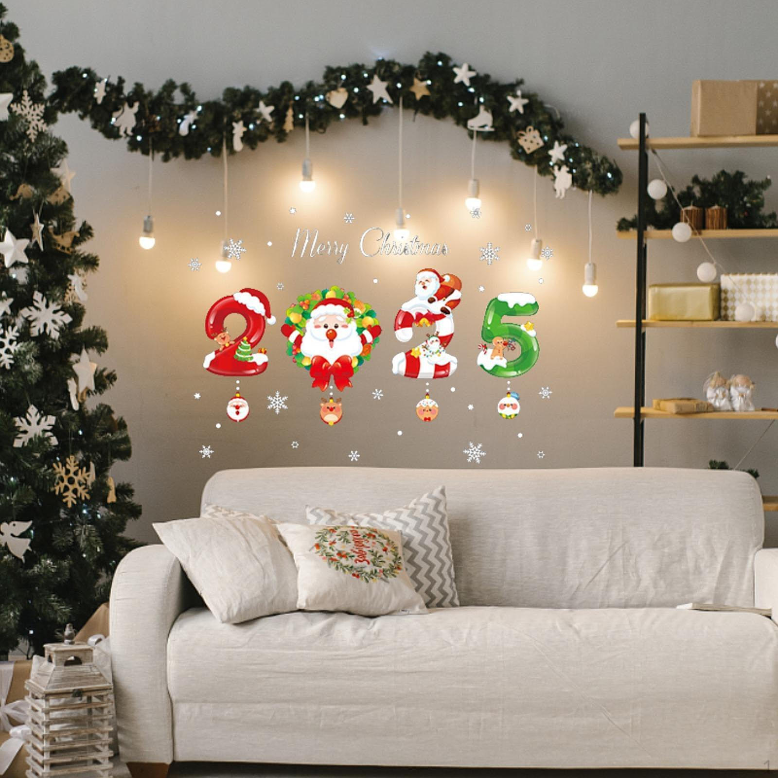 

Рождественская наклейка на окно «Снежинка», праздничная наклейка «Санта-Клаус», рождественские наклейки B