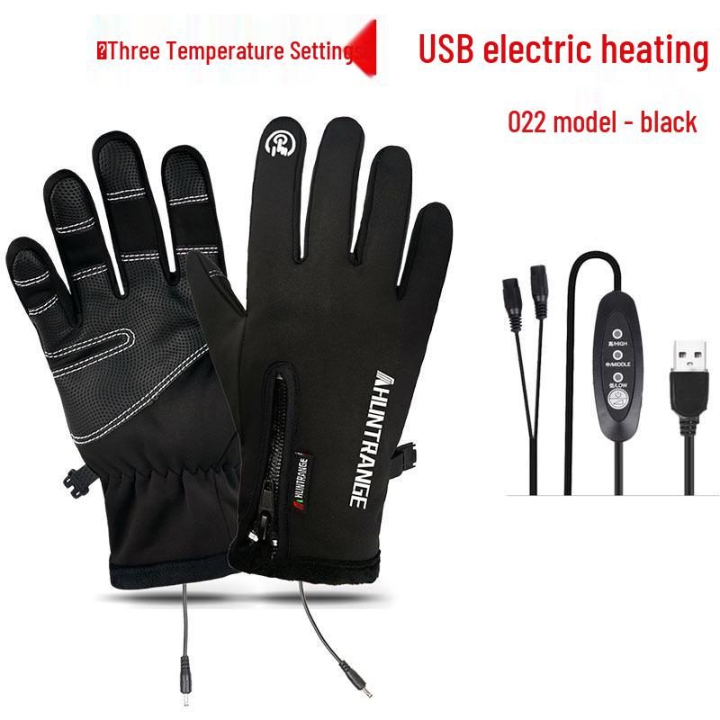 USB Heated Waterproof Cycling Gloves - Windproof, Fleece-Lined, Night Reflective, 5V Electric Warmth