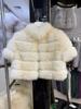 Winter new natural real fox fur coat women's fashion niche design short fur top