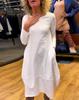 Versatile Solid Color Round Neck Long-Sleeve Dress for Women - Autumn/Winter Collection