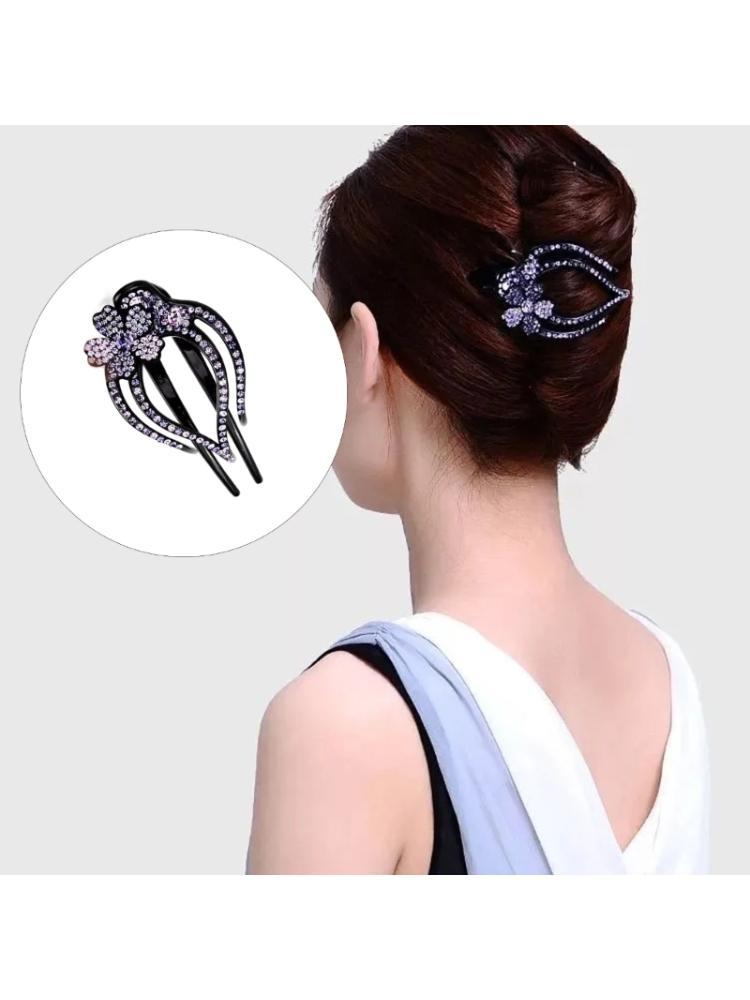 A52E 4Pcs Elegant Rhinestones Nonslip Duckbills Hair Clip For Women Party Daily CN