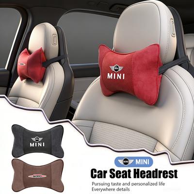 Car Seat Headrest Travel Rest Suede Neck Pillow Accessories For BWM MINI Cooper One R50 R52 R54 R53 R56 R60 F55 F56 F60 WORKS S