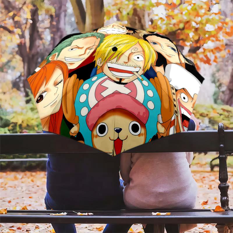 1 Stück Automatischer Faltregenschirm - Anime One Piece Muster Tragbares faltbares Design Mit 8 Rippen Weihnachts-Geburtstagsgeschenke