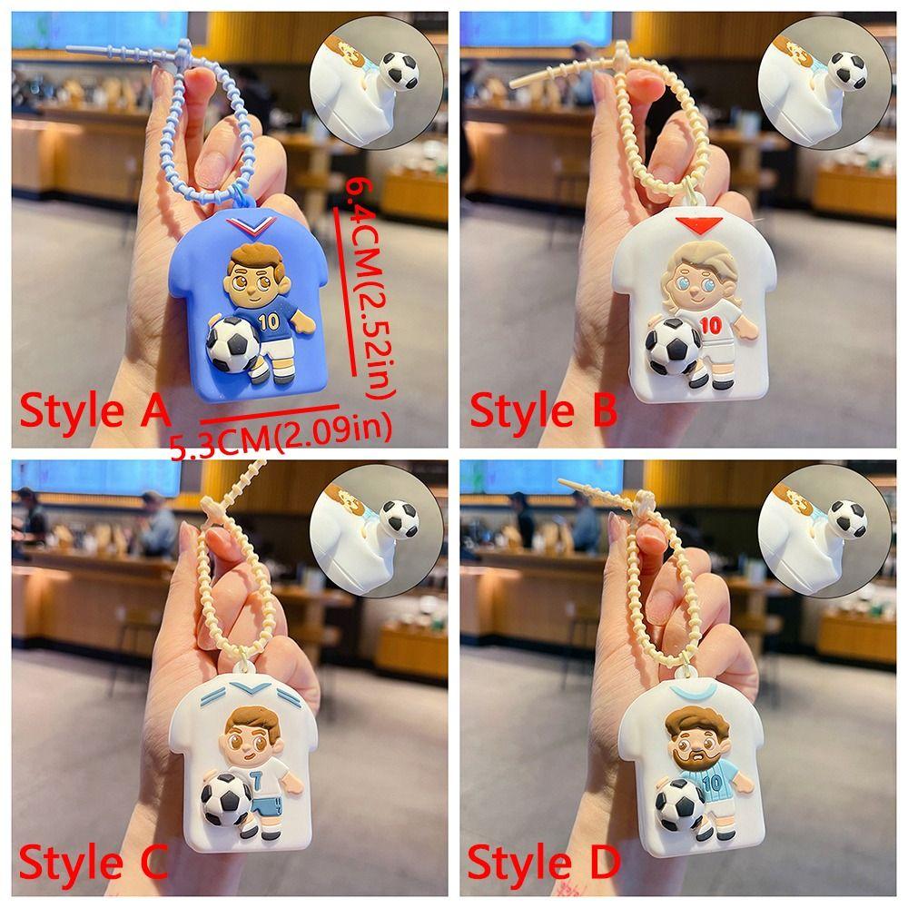 Silicone Football Keychains Sports Themed Soccer Player Keychain Charm Commemorative Gift