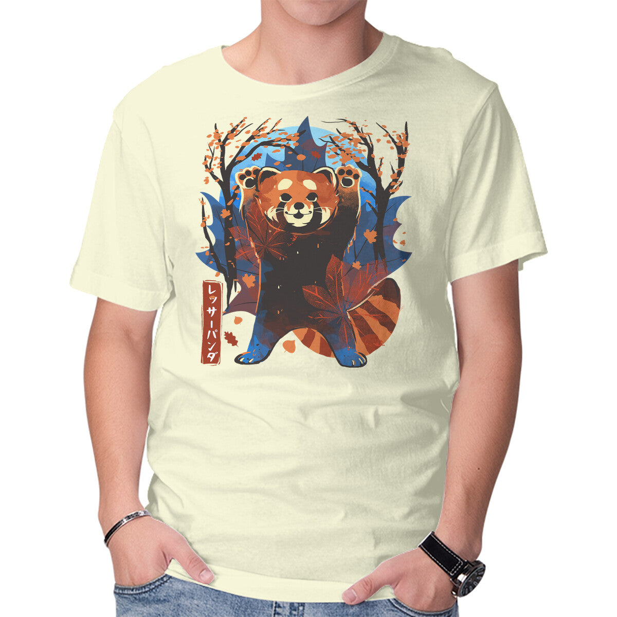 Unisex Crew Neck T-Shirt Red Panda In Autumn Graphic Short Sleeve Casual Tee XL