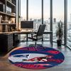 New England Patriots Printed Round Rug Carpet Chair Rug Area Rug Entryway Doormats,for Office Chair Living Room Bedroom Kitchen Room.