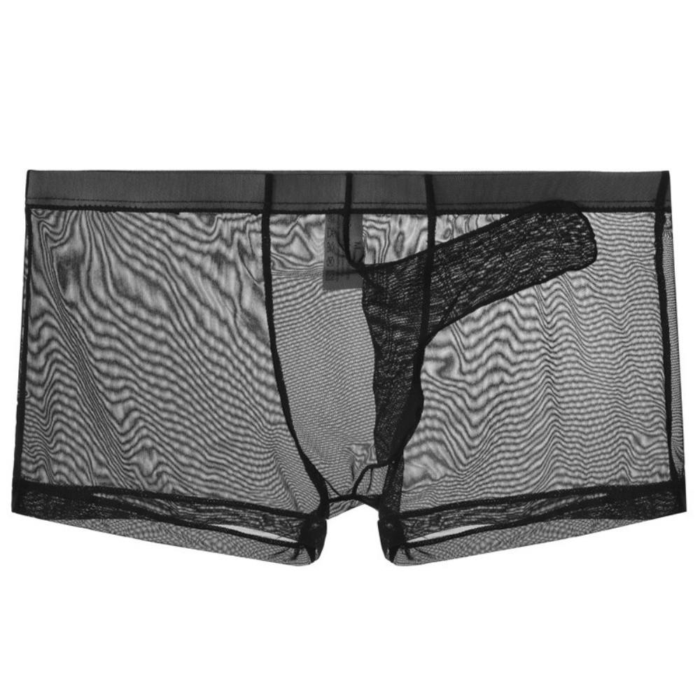 See-through Transparent Underpants U Convex Mesh Boxer Shorts Breathable Men's Pouch Briefs  Male