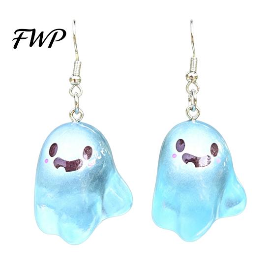 Unique Lightweight Jewelry Ghost Earrings Glow-in-the-Dark Pendant for Women Decor, Fun Cute Earrings, Necklace Halloween Cartoon