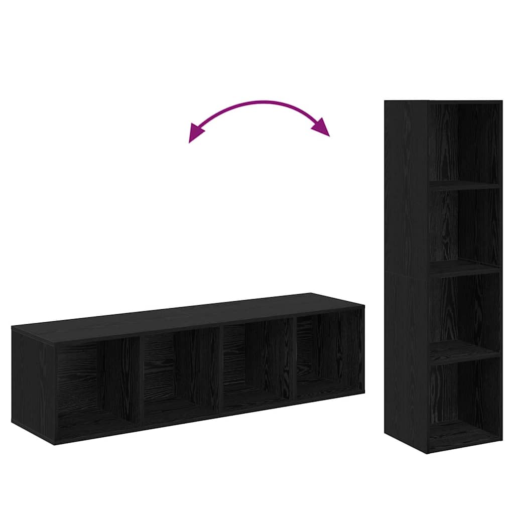 TV Cabinet Set 4 pcs Black 37 x 37 x 142.5 cm Engineered Wood