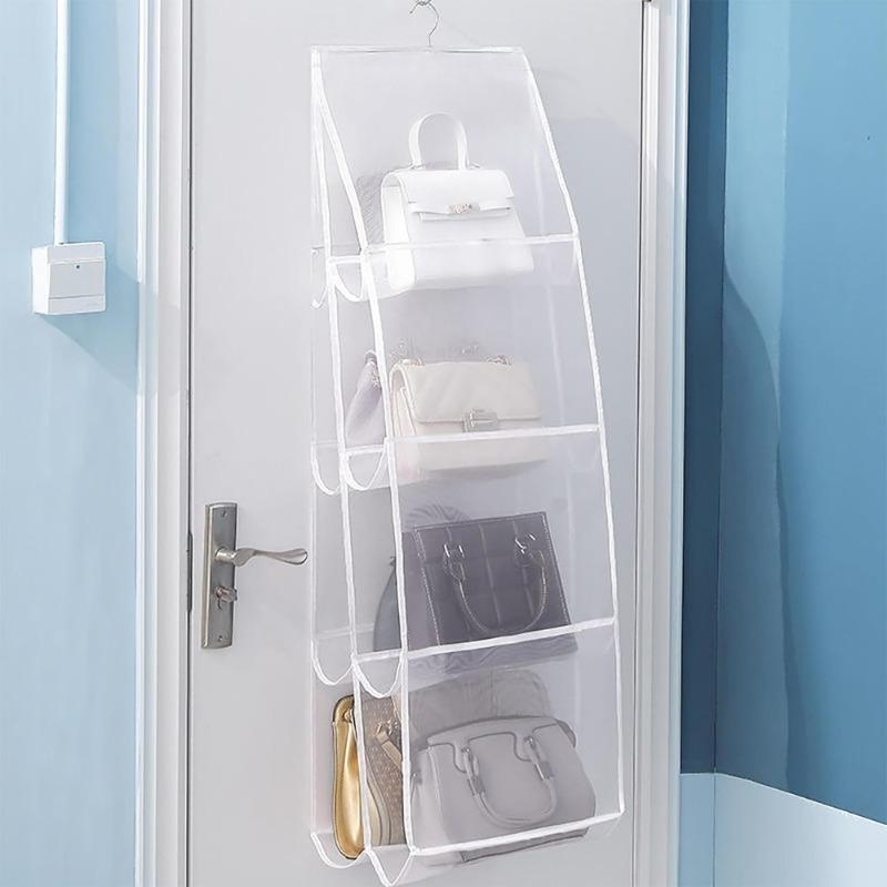 Multi-Layer Hanging Bag Organizer Transparent Storage Pouch for Handbags Purses Shoes and Sundries Perfect for Wardrobe Closet