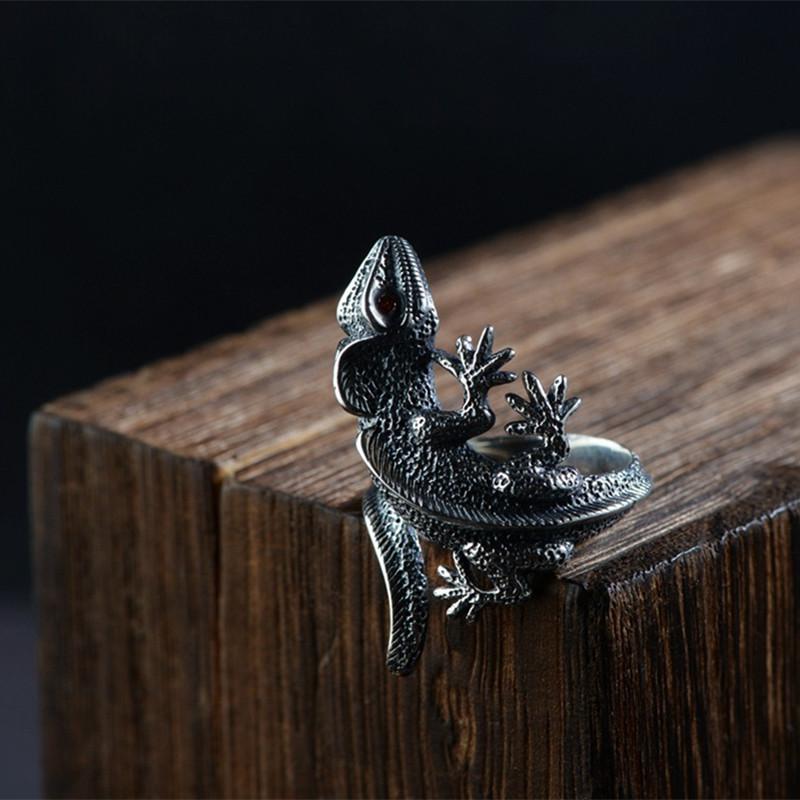 Buyee   Copper Male Unique Ring Finger Cute Lizard Animal Open Ring For Men Fashion Fine Jewelry Circle Gift