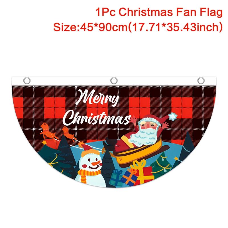 Christmas Outdoor Fan-shaped Flag Banner Christmas Decor for Home 2025 Cristmas Drop Ornament Xmas Navidad Gift New Year 2025