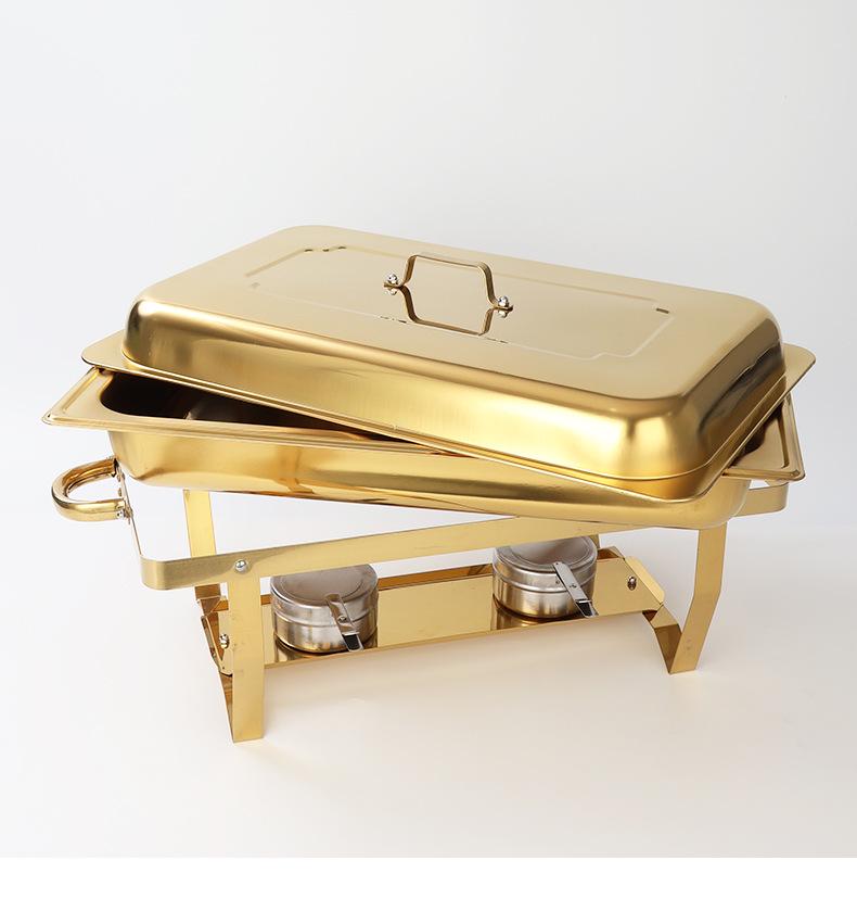 Gold-Plated Stainless Steel Folding Lid Buffet Burner Chafing Dish