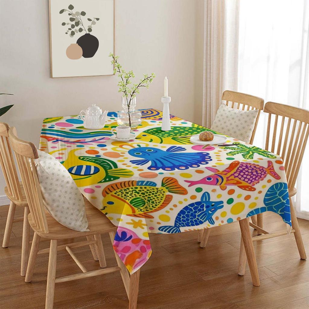 Ocean Series Polyester Tablecloth: European Style Dining & Festival Decor for Home and Hotel.