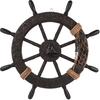 Nautical Wheel Decor Rustic Boat Steering Wheel Fishing Net Wall Sculpture Rudder Hanging Ornament Mediterranean Style Nautical Captain Rudder for