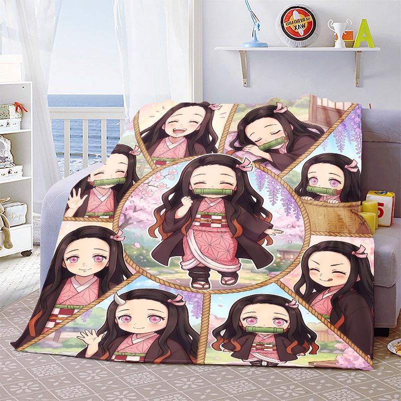 Nezuko Kamado Weiche Warme Flanelldecke Überwurf Gemütliche Leichte Decke für Bett Sofa Heimdekoration -QJY
