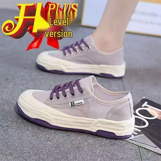 

2025 Korean Style Women s White Platform Mesh Sneakers: Fashionable, Versatile, Breathable, and Height-Increasing 38 фиолетовый
