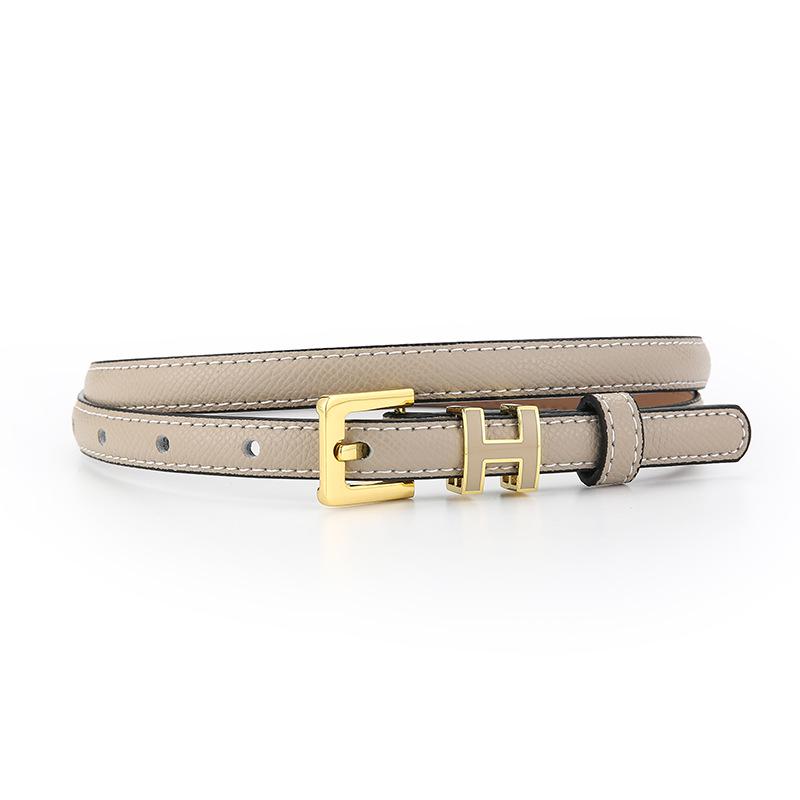 Women's Genuine Leather Thin Fashion Belt - Versatile Decorative Ins Style Waistband for Jeans