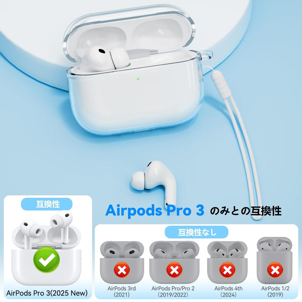 Joremx AirPods Pro 3 Clear TPU Charging Includes Silica Gel and Cleaning Pen White Case, (2025), Material/Lightweight/Shockproof/Loss