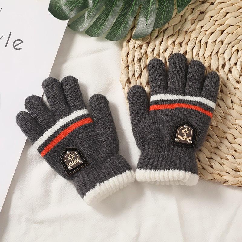 Winter Children's Fingerless Wool Gloves - Boys' Warm Five-Finger Design with Newcomer Discount