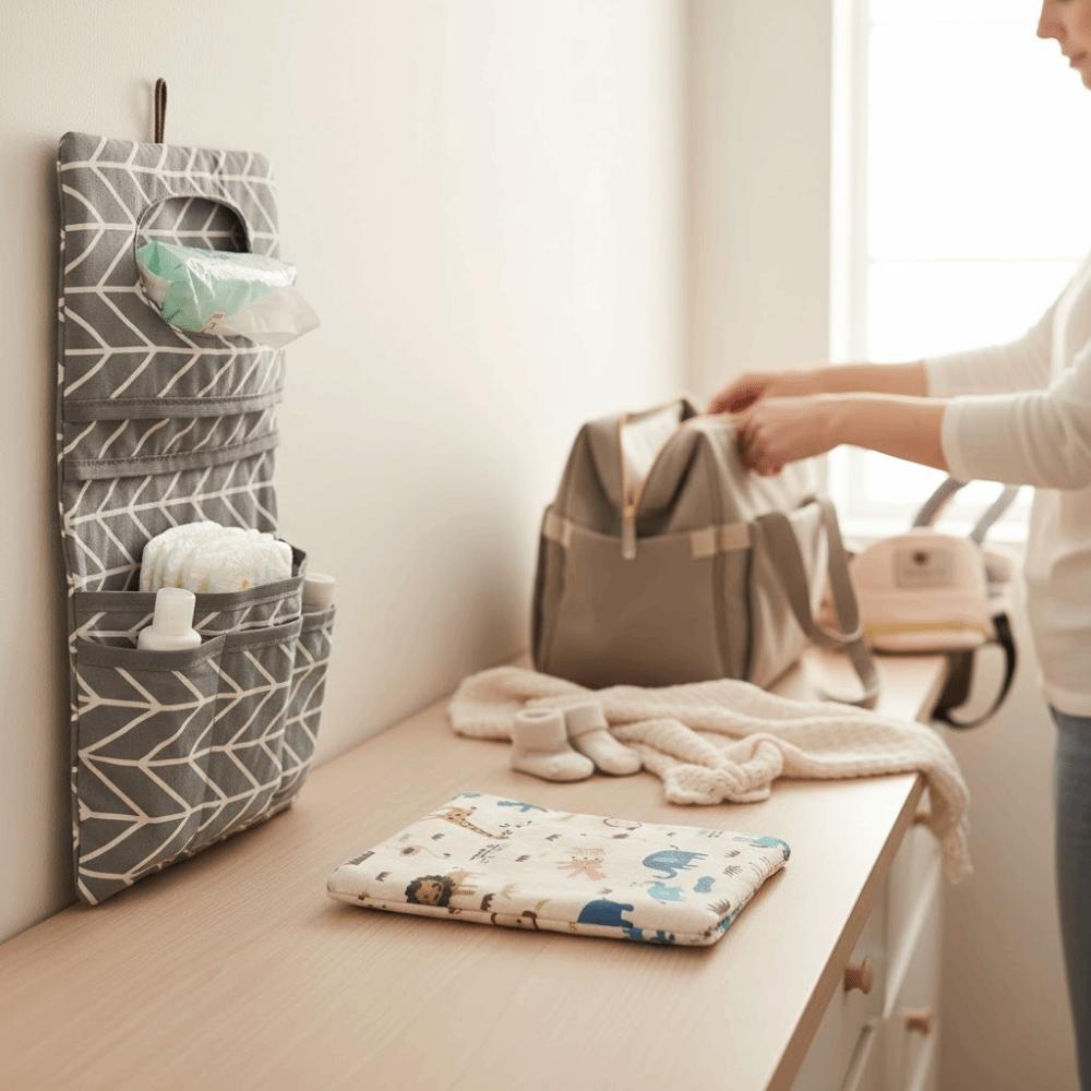 Portable Design Baby Bag Organizer Foldable Feature Lightweight Baby Wash Bag Multi-Functional Stroller Pouches