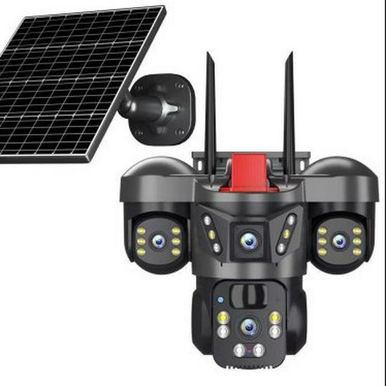 Solar-Powered Triple-Lens 4G Outdoor Surveillance Phone with Three Screens